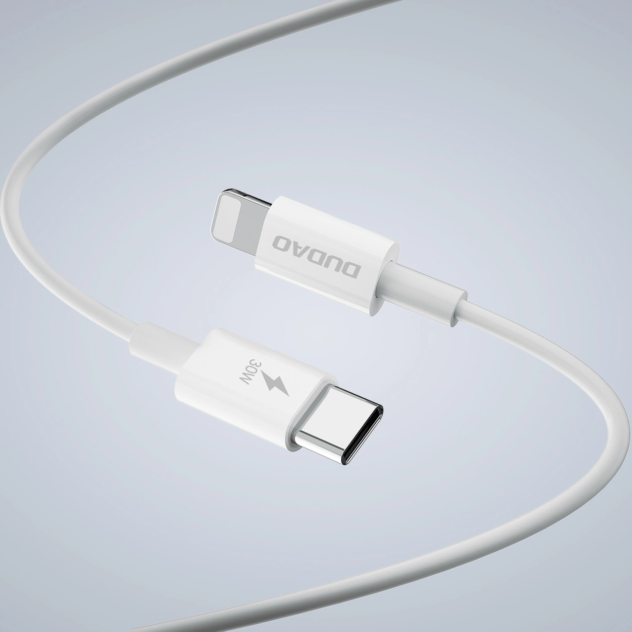 GaN Dudao A30EUL 30 W USB-A / USB-C sieninis įkroviklis + USB-C – Lightning kabelis – baltas - Image 9