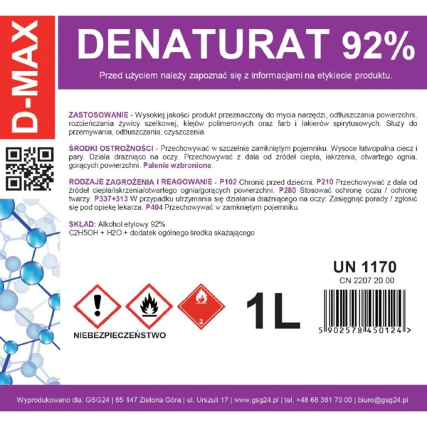 Denatūruotas alkoholis D-MAX 1 l - Image 2