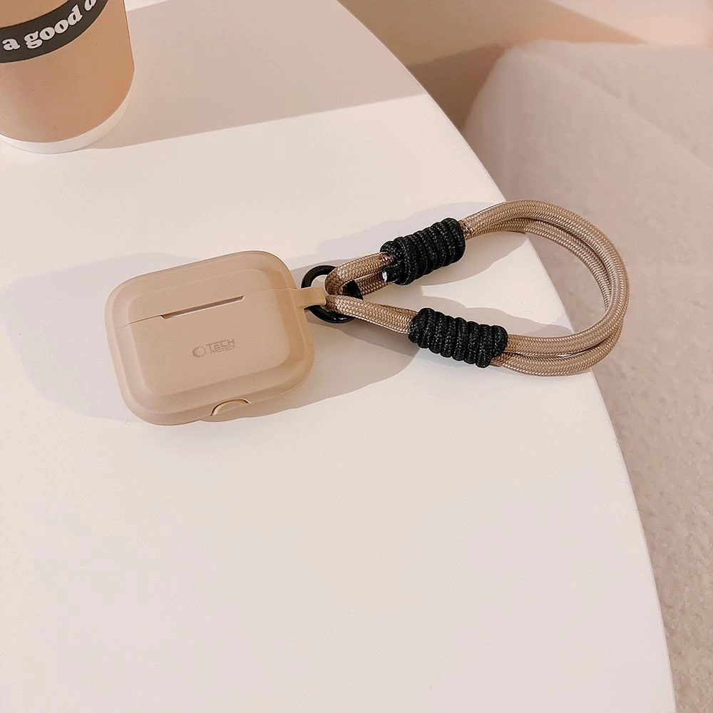 Tech-Protect silikoninis virvutės dėklas Apple AirPods Pro 1/2 – šviesiai rudas - Image 2