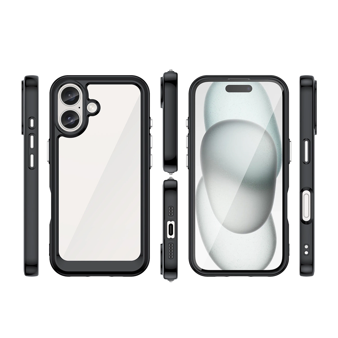 Outer Space dėklas su geliniu rėmeliu iPhone 16 – juodas - Image 2