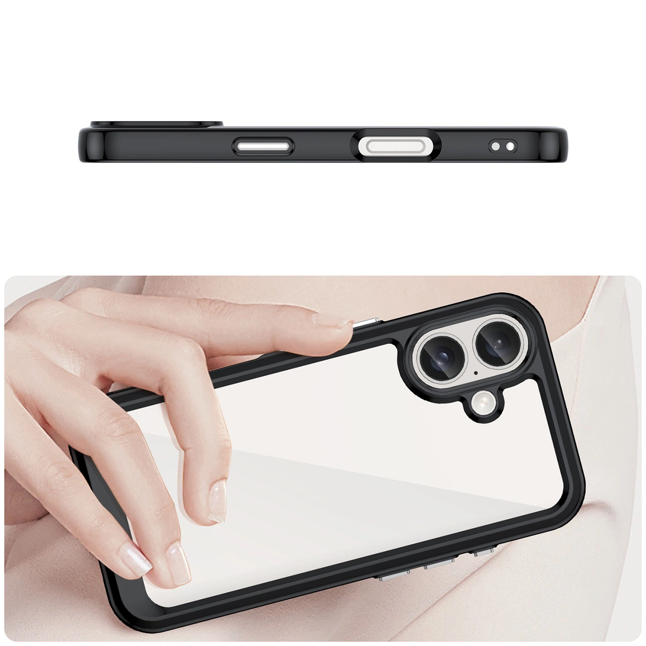 Outer Space dėklas su geliniu rėmeliu iPhone 16 Plus – juodas - Image 4