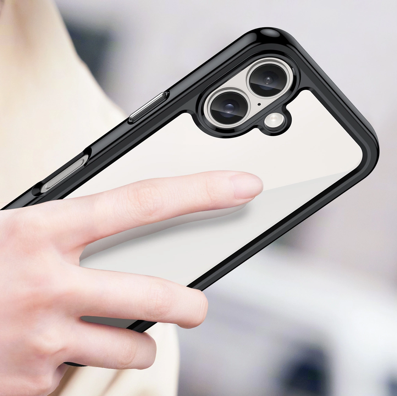 Outer Space dėklas su geliniu rėmeliu iPhone 16 Plus – juodas - Image 5
