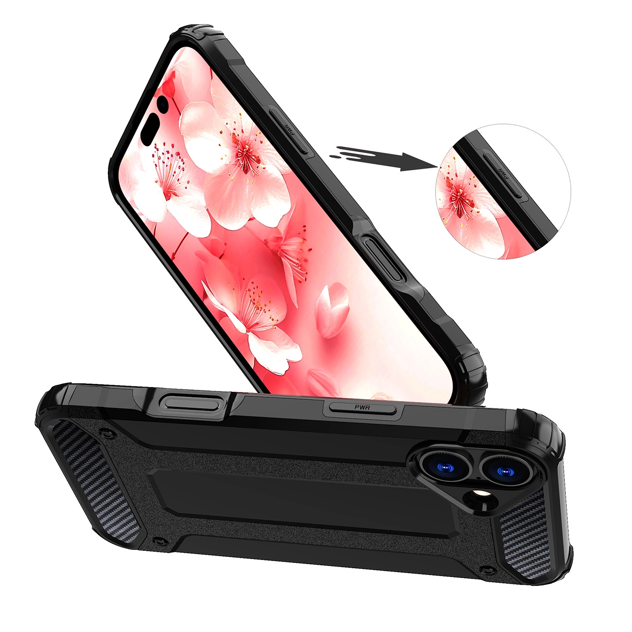 Hybrid Armor dėklas iPhone 16 – juodas - Image 5