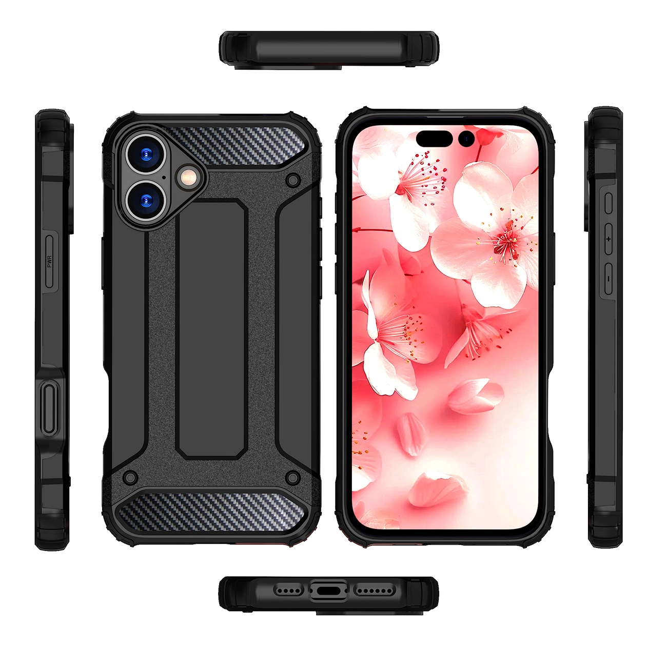 Hybrid Armor dėklas iPhone 16 Plus – juodas - Image 4