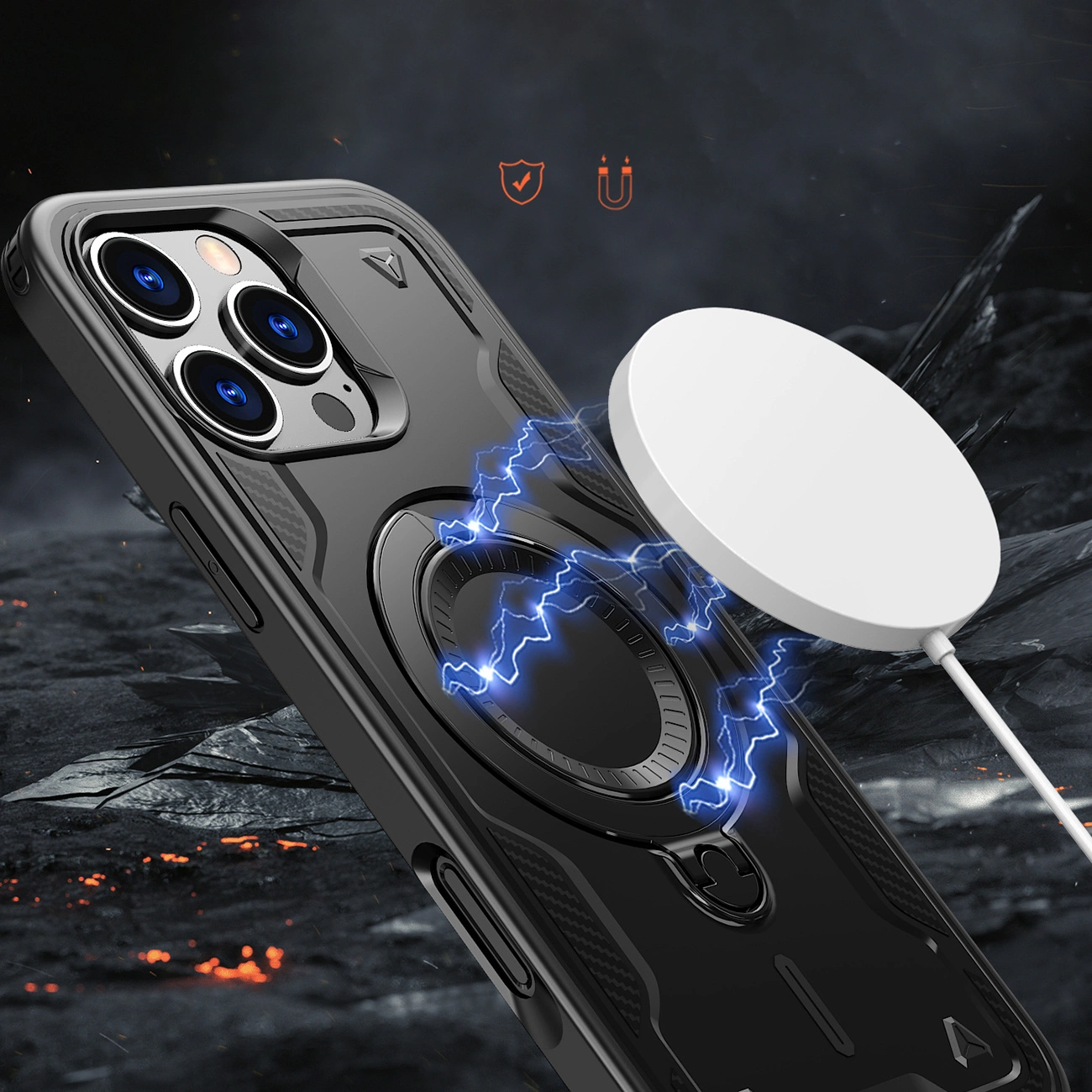 Hybrid Armor Trendy dėklas su MagSafe iPhone 16 Pro – juodas - Image 4