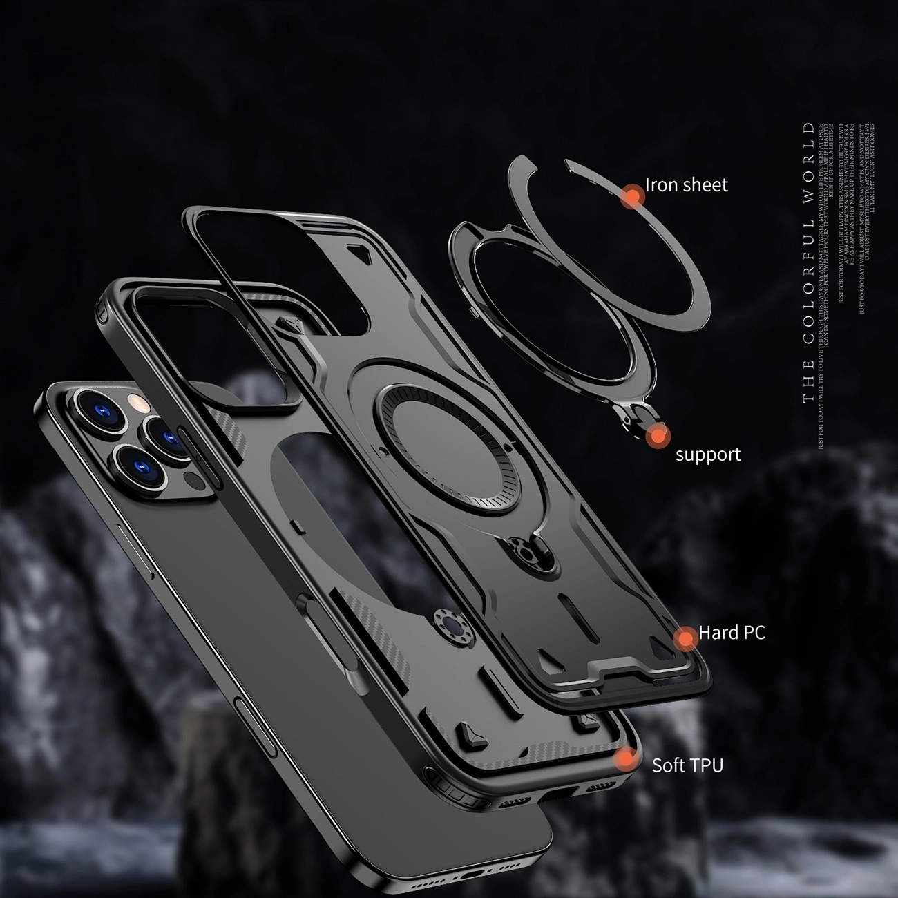 Hybrid Armor Trendy dėklas su MagSafe iPhone 16 Pro Max – juodas - Image 2