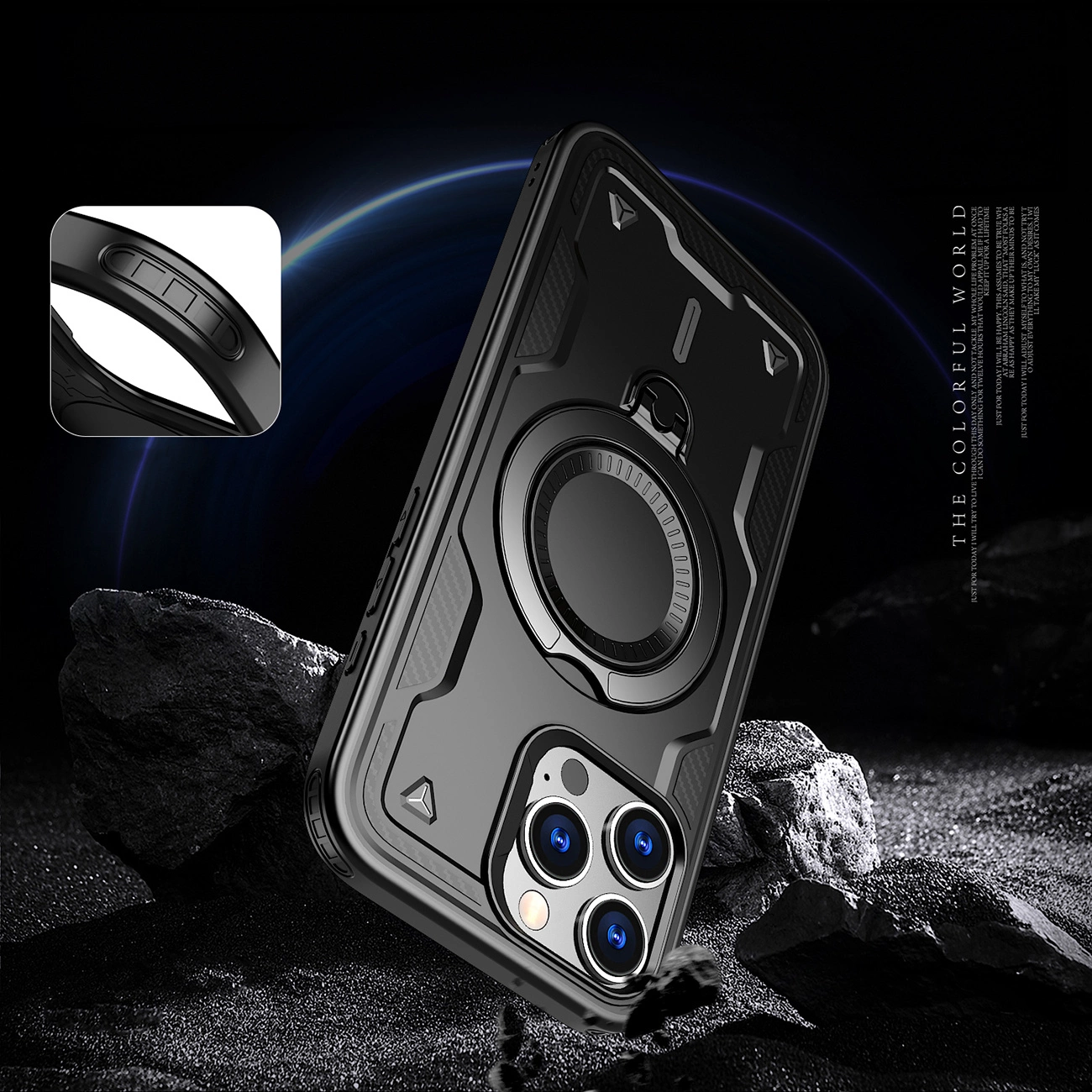 Hybrid Armor Trendy dėklas su MagSafe iPhone 16 Pro Max – juodas - Image 5