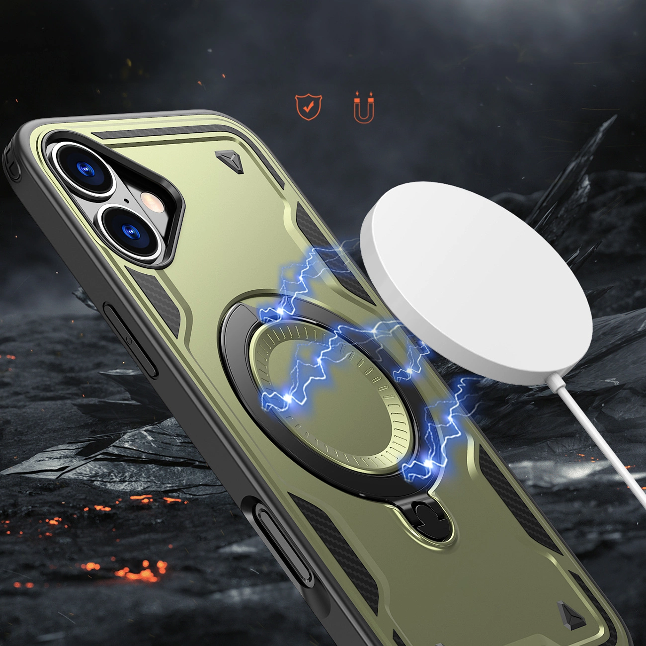 Hybrid Armor Trendy dėklas su MagSafe iPhone 16 Plus – žalias - Image 4