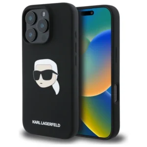 Karl Lagerfeld Silicone Karl Head Print MagSafe iPhone 16 Pro Case - Black