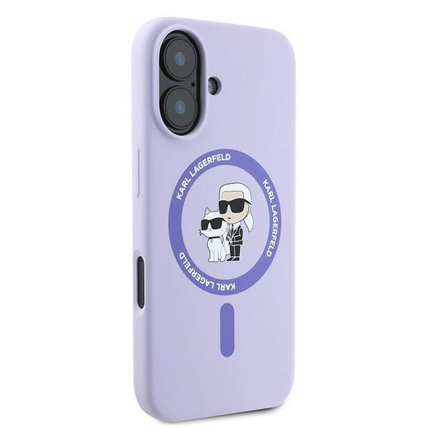 Karl Lagerfeld silikoninis Karl & Choupette galvų žiedas MagSafe iPhone 16 Plus dėklas – violetinis - Image 4