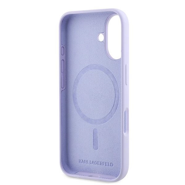 Karl Lagerfeld silikoninis Karl & Choupette galvų žiedas MagSafe iPhone 16 Plus dėklas – violetinis - Image 7
