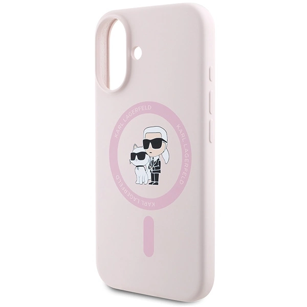 Karl Lagerfeld silikoninis Karl & Choupette galvų žiedas MagSafe iPhone 16 dėklas – rožinis - Image 6