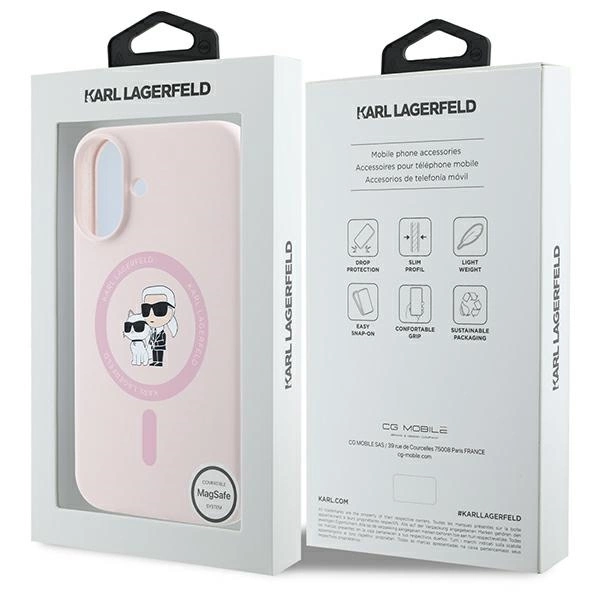 Karl Lagerfeld silikoninis Karl & Choupette galvų žiedas MagSafe iPhone 16 dėklas – rožinis - Image 8
