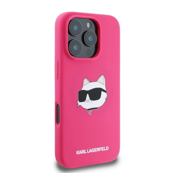 Karl Lagerfeld silikoninis Choupette galvos spaudas MagSafe iPhone 16 Pro Max dėklas – fuksija - Image 2