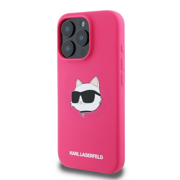 Karl Lagerfeld silikoninis Choupette galvos spaudas MagSafe iPhone 16 Pro Max dėklas – fuksija - Image 3