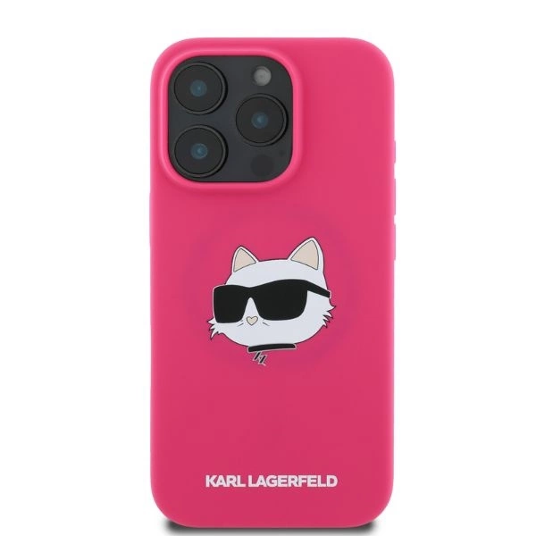 Karl Lagerfeld silikoninis Choupette galvos spaudas MagSafe iPhone 16 Pro Max dėklas – fuksija - Image 4