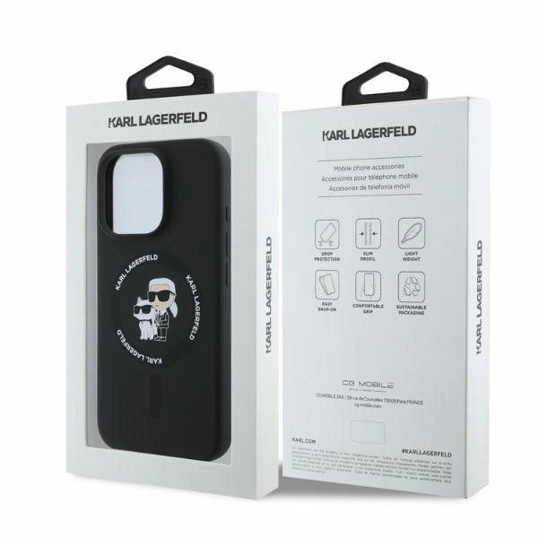 Karl Lagerfeld silikoninis Karl & Choupette galvų žiedas MagSafe iPhone 16 Pro Max dėklas – juodas - Image 5