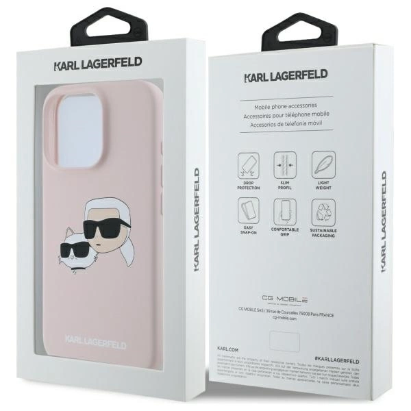 Karl Lagerfeld silikoninis galvų spaudas MagSafe iPhone 16 Pro Max dėklas – rožinis - Image 8
