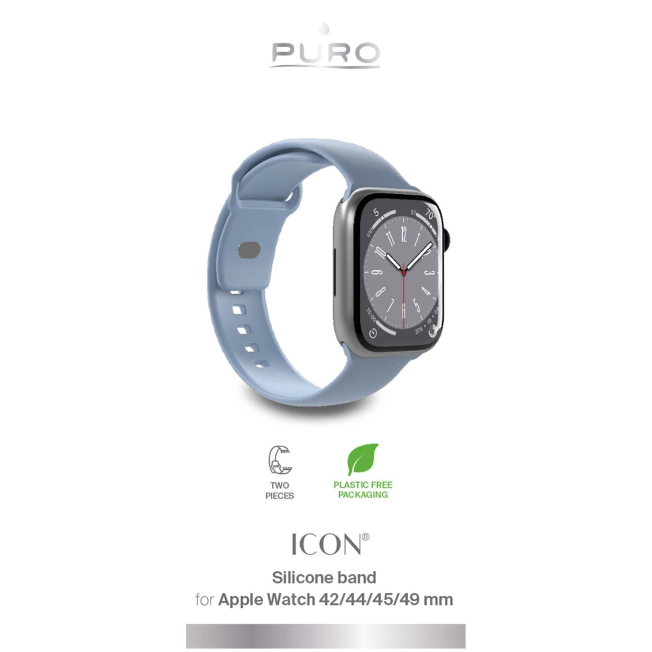 Puro Icon silikoninis dirželis Apple Watch 42 / 44 / 45 / 49 mm – šviesiai mėlynas (2 vnt.) - Image 2