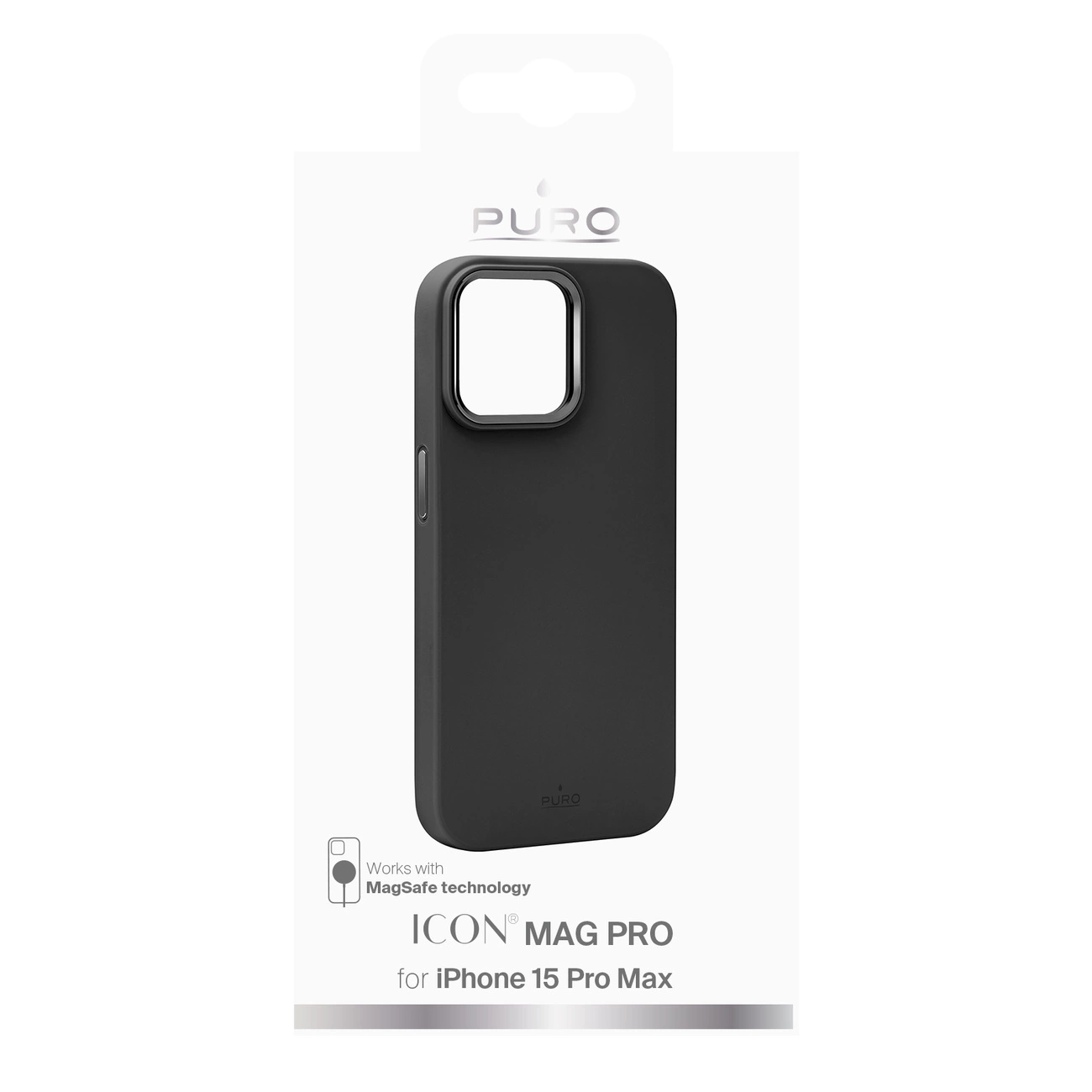 Puro Icon Mag Pro MagSafe silikoninis dėklas iPhone 15 Pro Max - juodas - Image 2