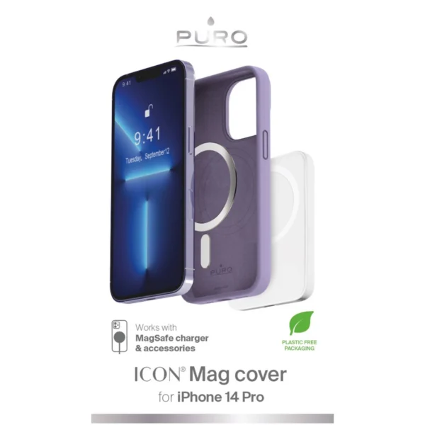 Puro Icon Mag MagSafe silikoninis dėklas iPhone 14 Pro - levandų - Image 2