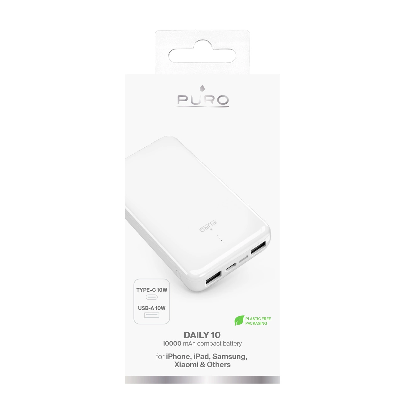 Puro powerbank 10000 mAh 12 W 2xUSB-A + USB-C - baltas - Image 4