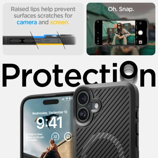 Spigen Core Armor Mag dėklas su MagSafe iPhone 16 - matinė juoda - Image 9