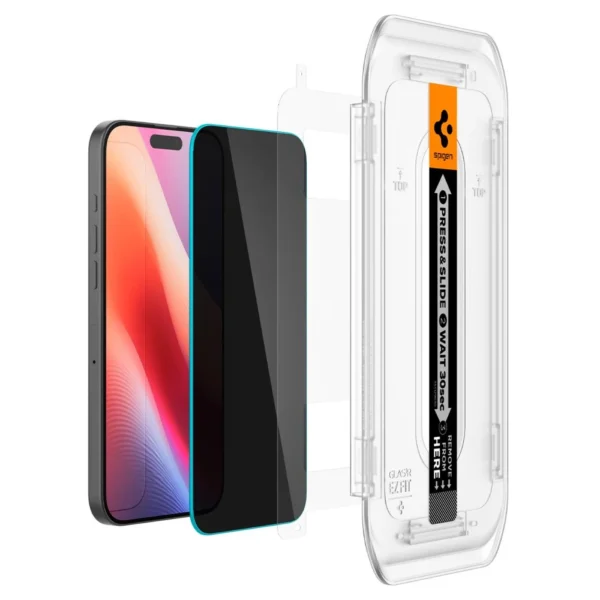 Spigen Glas.tR EZ Fit privatumo grūdintas stiklas iPhone 16 Pro - 2 vnt. - Image 9