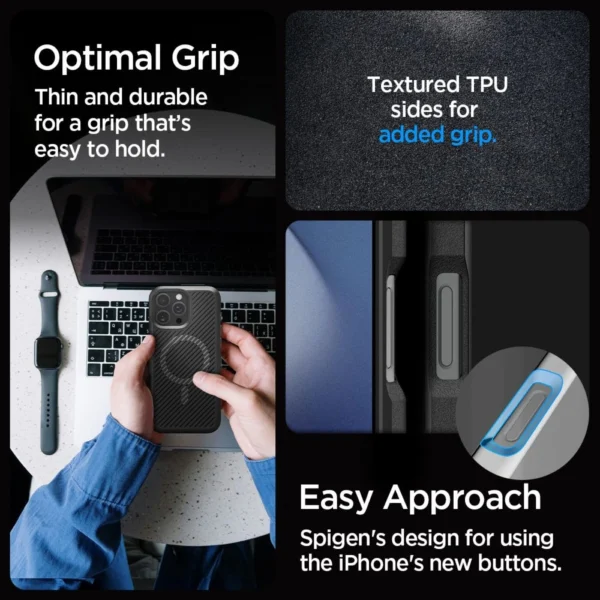 Spigen Core Armor Mag dėklas su MagSafe iPhone 16 Pro Max – matinė juoda - Image 8