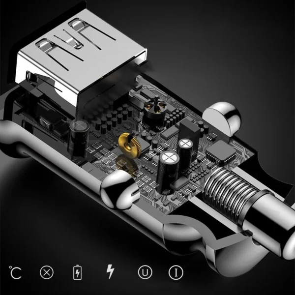 Baseus Grain automobilinis kroviklis CCALL-ML01 mini 2x USB-A 3.1A – juoda - Image 9
