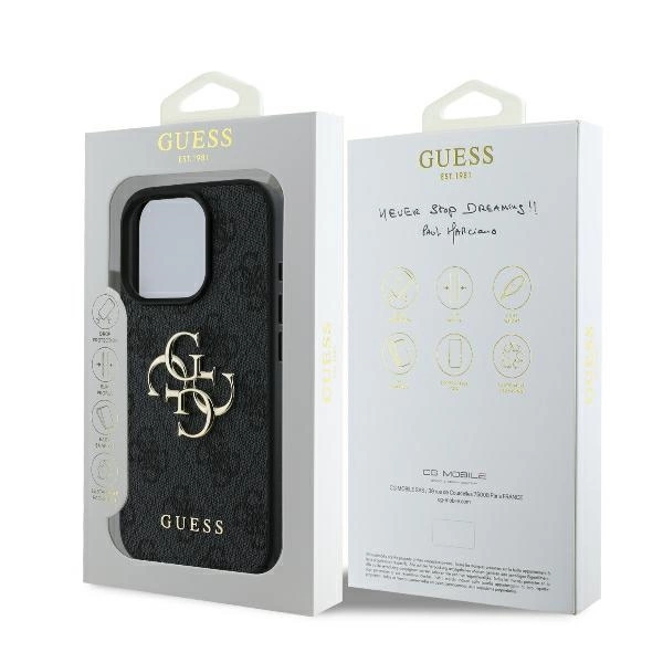 Guess 4G didelis logotipas dėklas iPhone 16 Pro Max – juodas - Image 8
