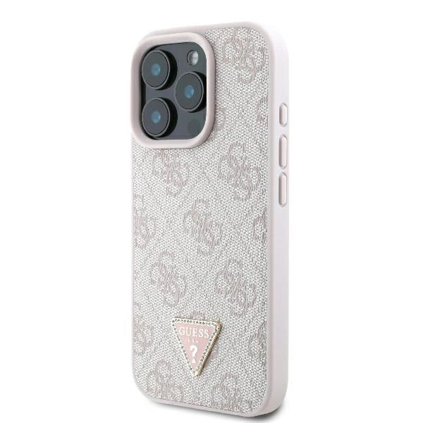 Guess odinis 4G trikampio formos strazų MagSafe dėklas iPhone 16 Pro Max – rožinis - Image 2