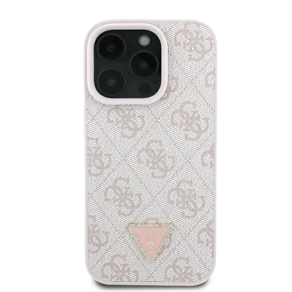 Guess odinis 4G trikampio formos strazų MagSafe dėklas iPhone 16 Pro Max – rožinis - Image 3