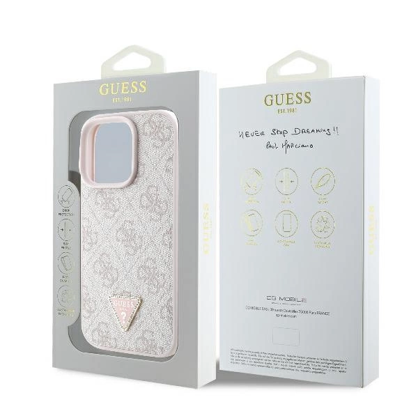 Guess odinis 4G trikampio formos strazų MagSafe dėklas iPhone 16 Pro Max – rožinis - Image 8