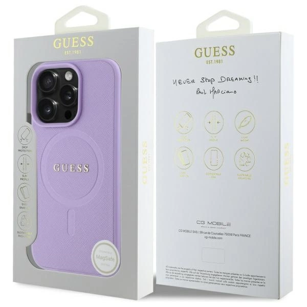Guess Saffiano MagSafe dėklas iPhone 16 Pro Max – violetinis - Image 8