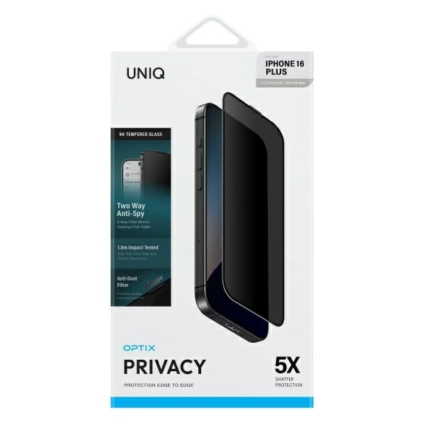 Uniq Optix privatumo grūdinta stiklo apsauga su privatumo aplikatoriumi iPhone 16 Plus - Image 2