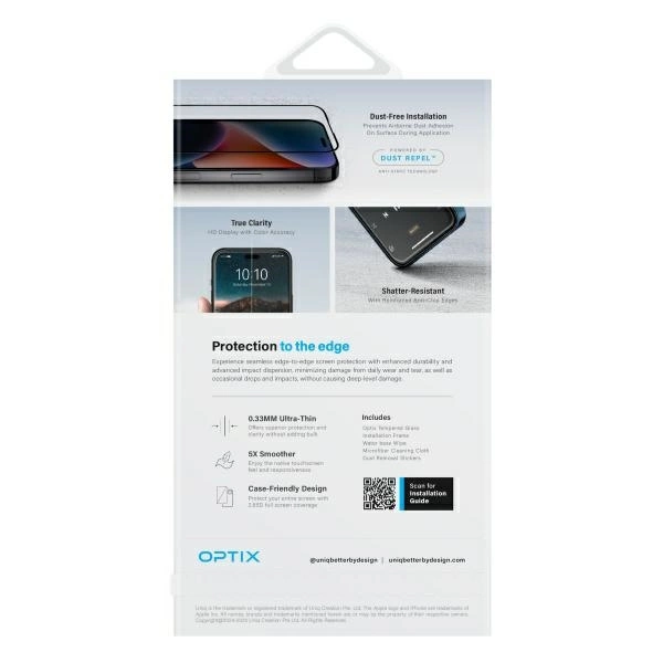 Uniq Optix ryški grūdinta stiklo apsauga su aplikatoriumi iPhone 16 Pro - Image 3