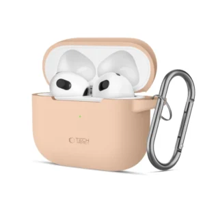 Tech-Protect silikoninis dėklas su kabliuku Apple AirPods 3 - smėlio spalvos
