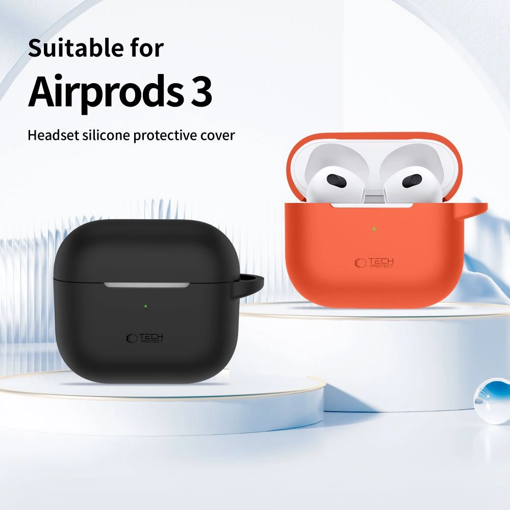 Tech-Protect silikoninis dėklas su kabliuku Apple AirPods 3 - smėlio spalvos - Image 3
