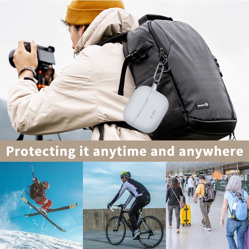 Tech-Protect silikoninis dėklas su kabliuku Apple AirPods 3 - pilkas - Image 5