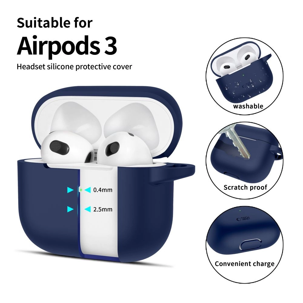 Tech-Protect silikoninis dėklas su kabliuku Apple AirPods 3 - mėlynas - Image 2
