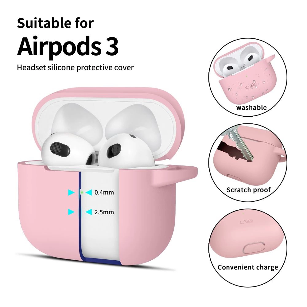 Tech-Protect silikoninis dėklas su kabliuku Apple AirPods 3 - rožinis - Image 2