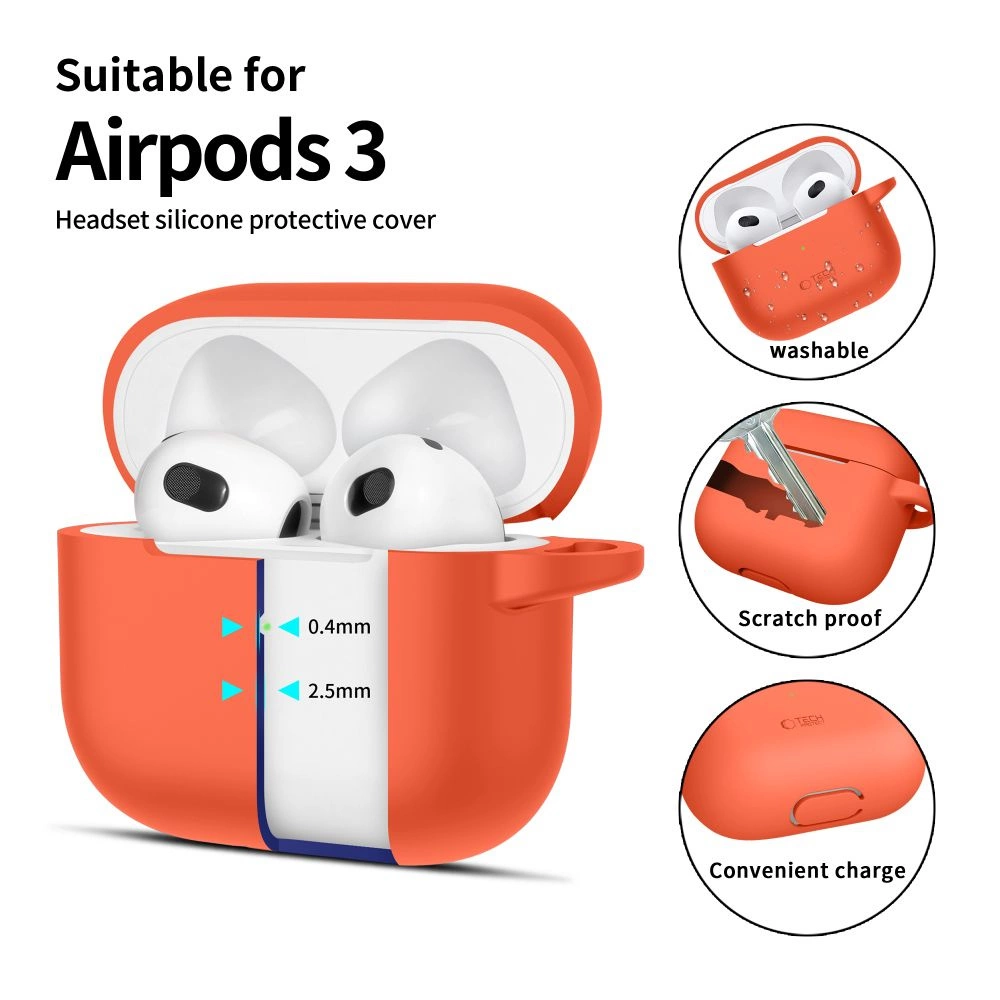 Tech-Protect silikoninis dėklas su kabliuku Apple AirPods 3 - oranžinis - Image 2