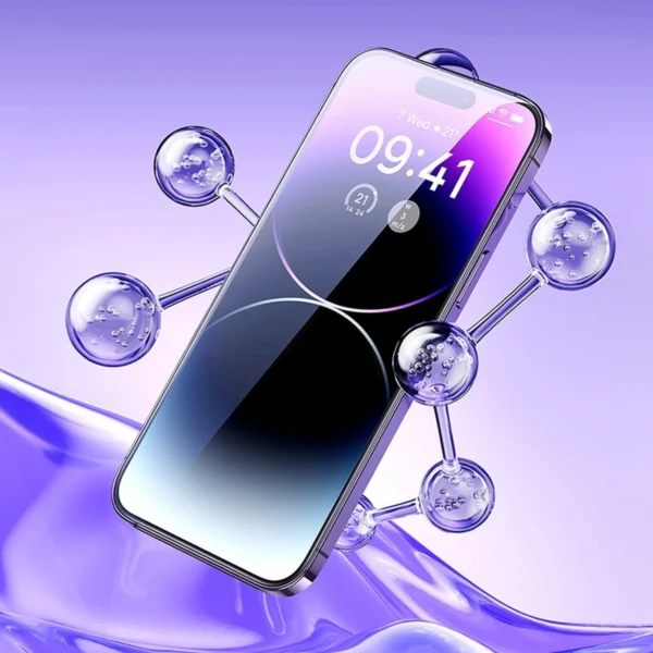 Baseus Full Screen grūdintas stiklas iPhone 14 Pro Max su garsiakalbio dangteliu 0.3 mm + montavimo rėmas - Image 17