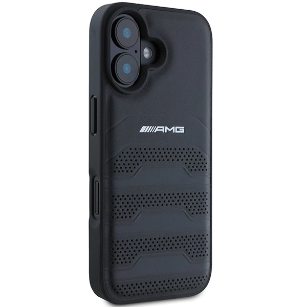 AMG odinis dėklas su įspaustomis linijomis juodo logotipo iPhone 16 - juodas - Image 4