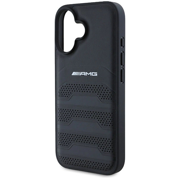 AMG odinis dėklas su įspaustomis linijomis juodo logotipo iPhone 16 - juodas - Image 6