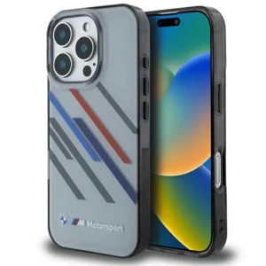 BMW Motosport IML Random Stripes iPhone 16 Pro Case - Gray