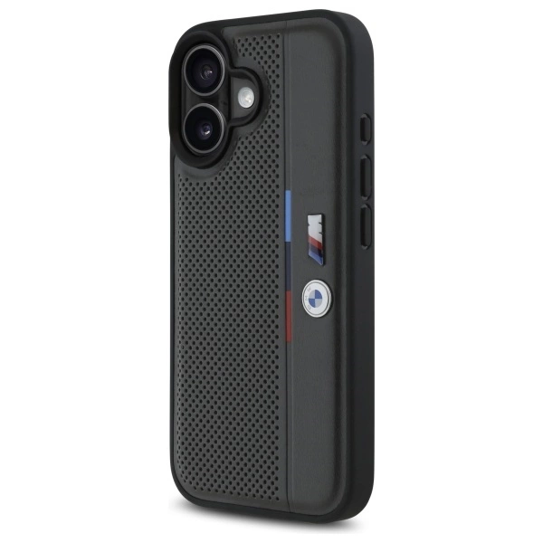 BMW M perforuotos trijų spalvų detalės linija iPhone 16 dėklas - tamsiai pilkas - Image 2