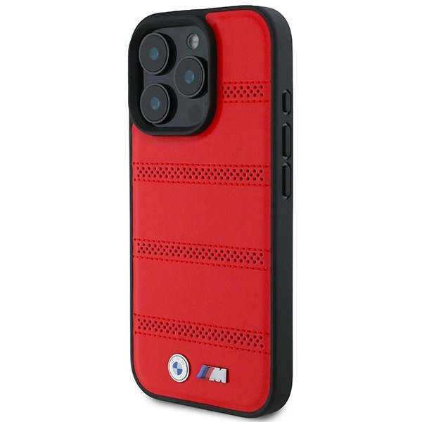BMW M perforuotos ir siūtos linijos MagSafe dėklas iPhone 16 Pro - raudonas - Image 2