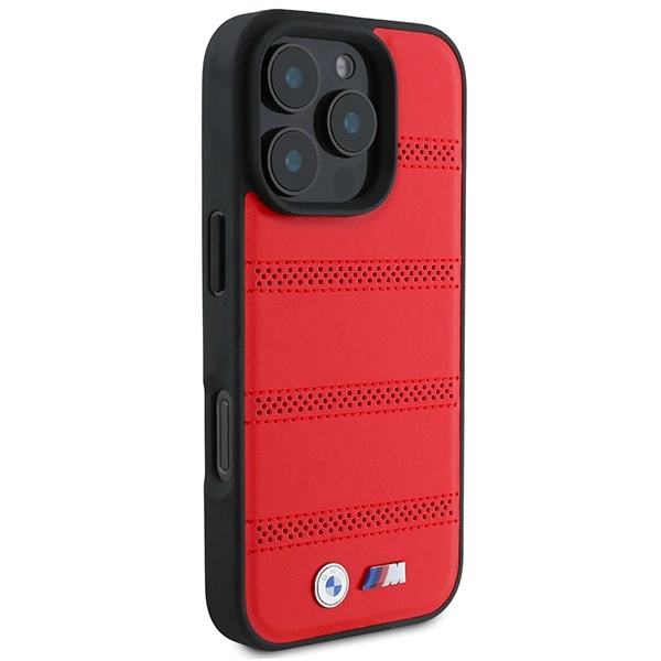 BMW M perforuotos ir siūtos linijos MagSafe dėklas iPhone 16 Pro - raudonas - Image 4